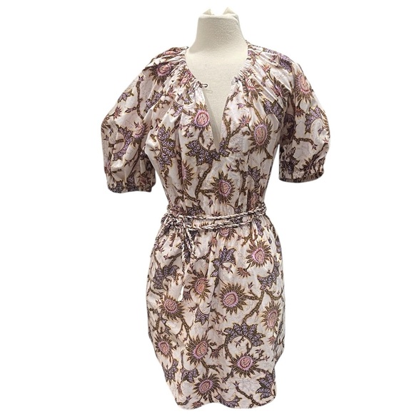 A.L.C. Adelaide Floral Tie Waist Puff Sleeve Mini Dress SZ 10 - Picture 9 of 15